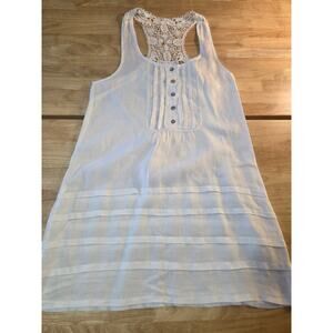 Made in Italy sleeveless 100% summer sundress linen eyelet lace detail 19" p2p